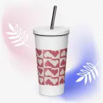 Insulated tumbler with a straw